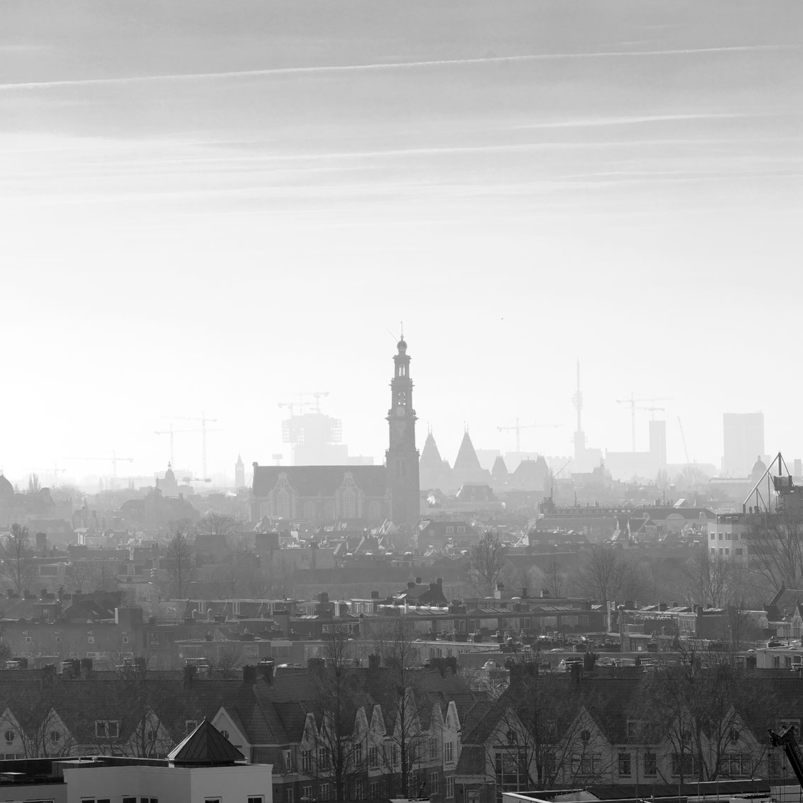 zicht op de Westertoren, Amsterdam