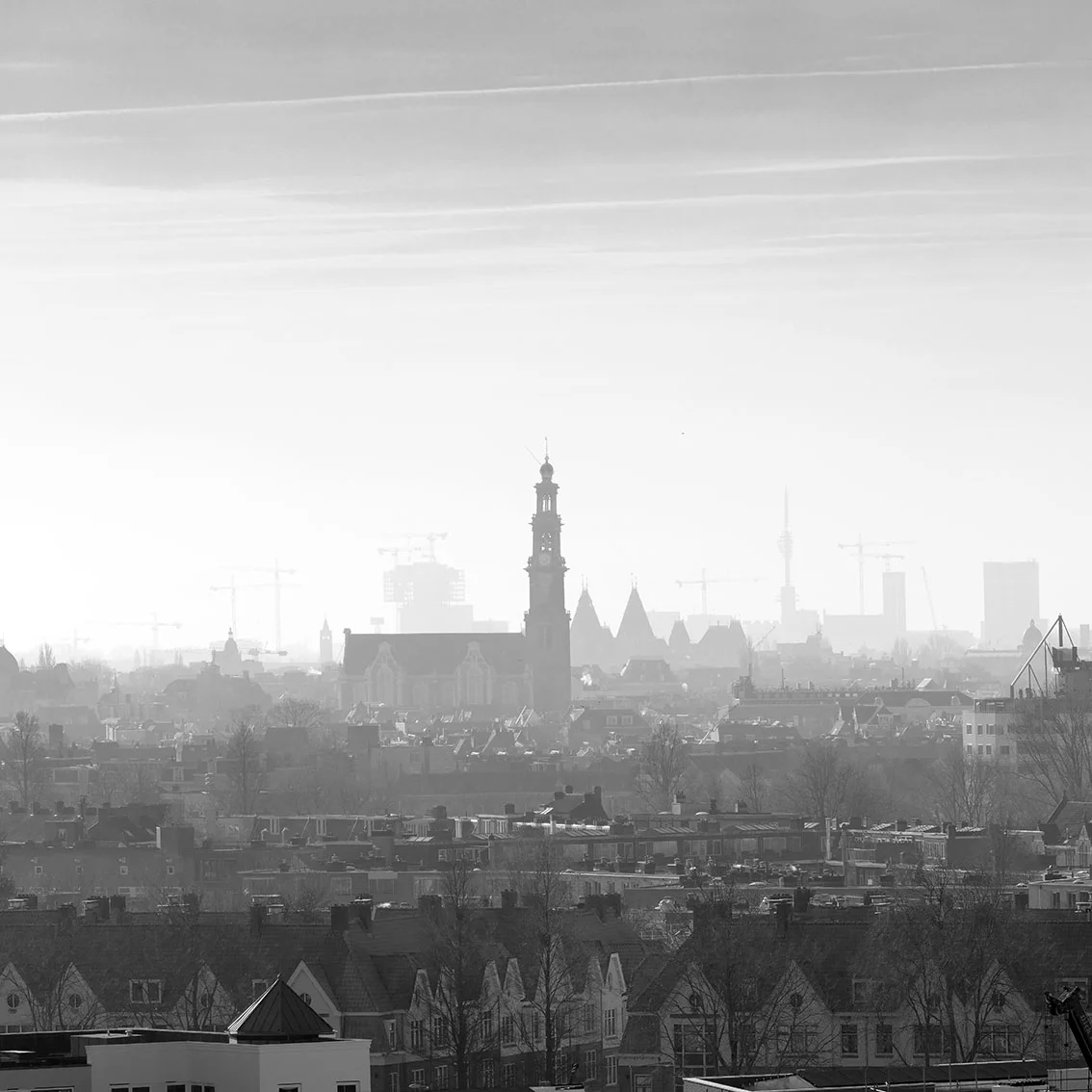 zicht op de Westertoren, Amsterdam