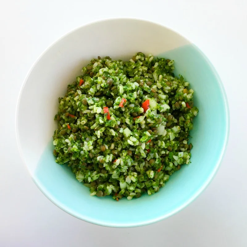 Mexican Green Rice and Lentils