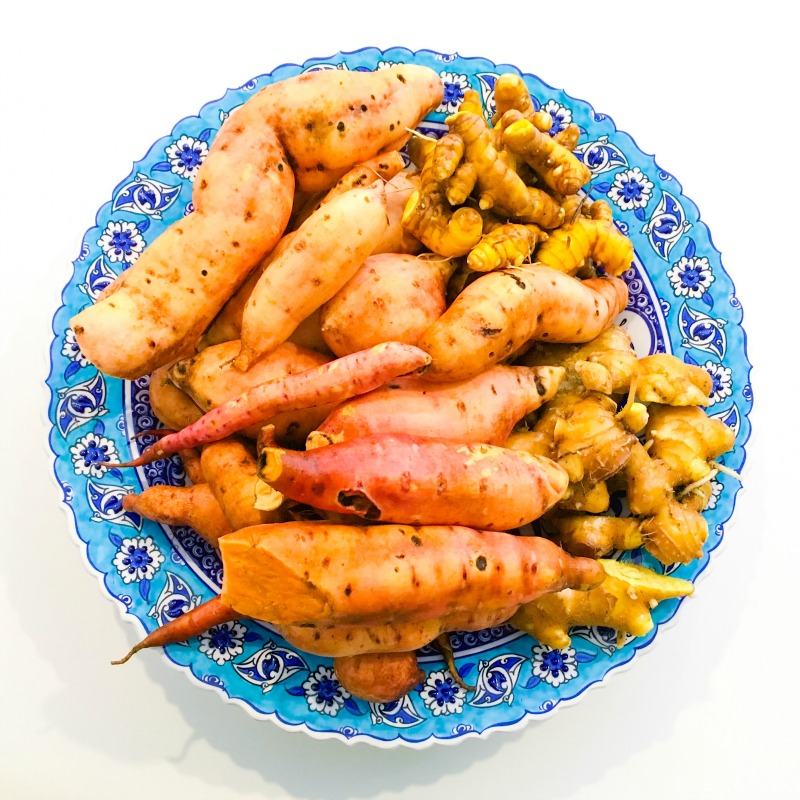 Sweet potato and turmeric fresh from the garden!