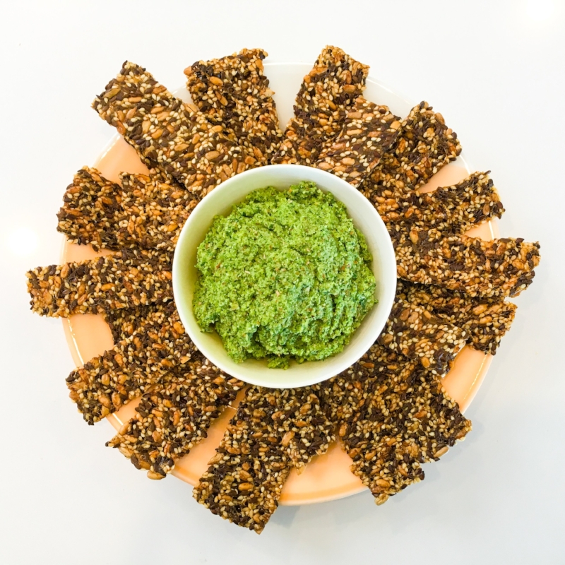 Pesto Pate and Healthy Seeded Crackers