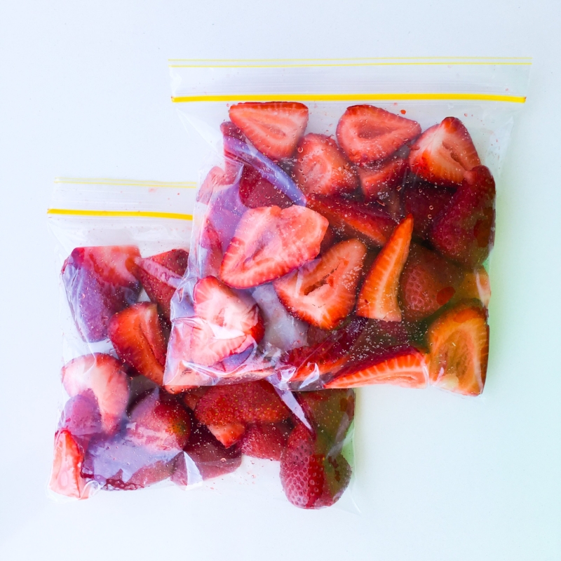 Freeze fresh strawberries