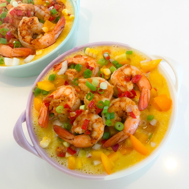 Sunshine Gazpacho with Spicy Prawns