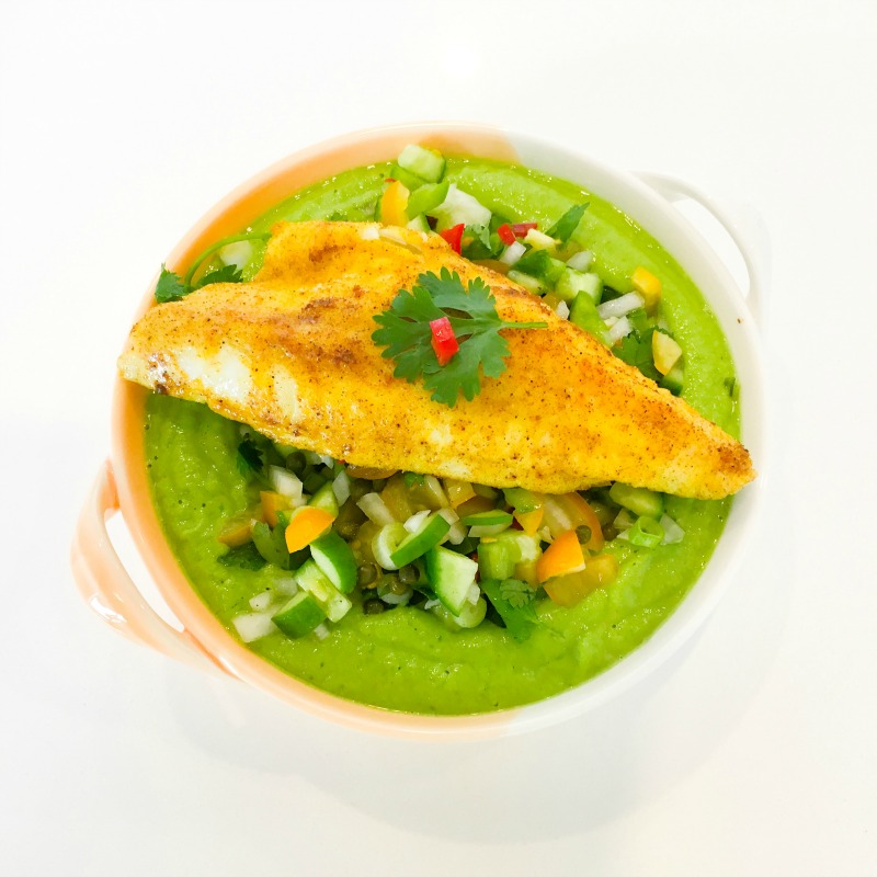 Spicy Fish with Green Gazpacho