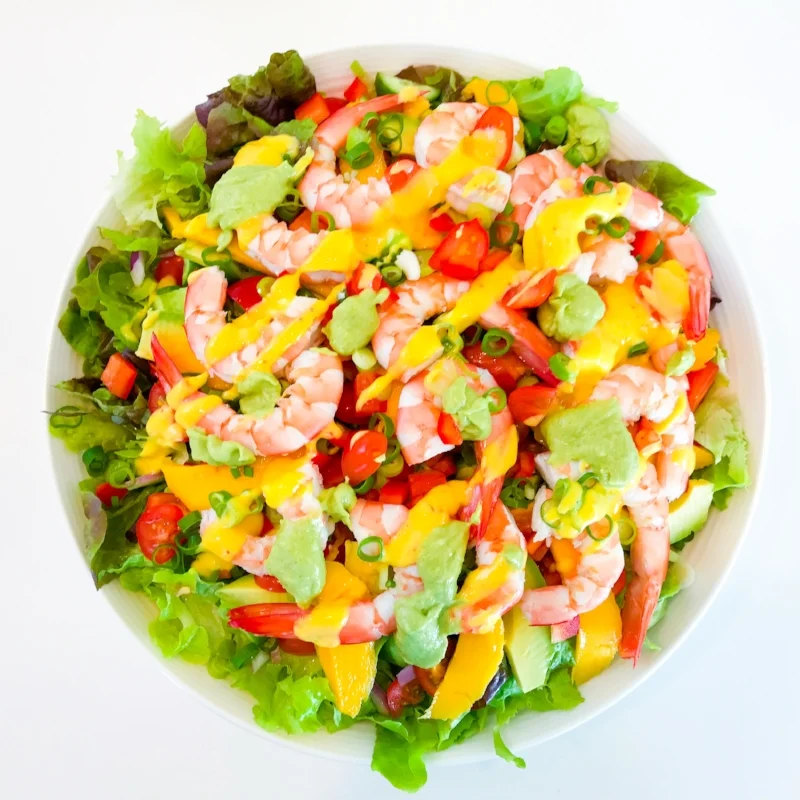 Prawn and Mango Celebration Salad with Two Delicious Dressings!