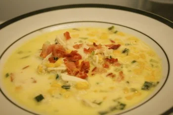 corn & crab chowder with basil corn bread