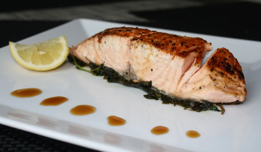 salmon with sauteed spinach