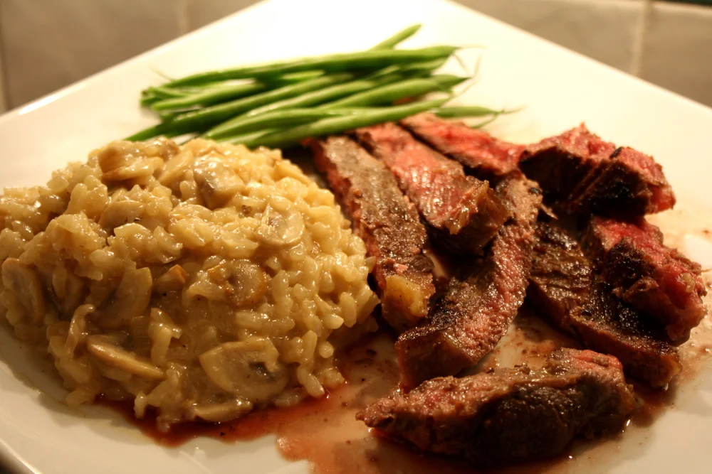 entrecote "steak" with mushroom risotto