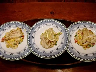 seared halibut on native corn and lobster risotto