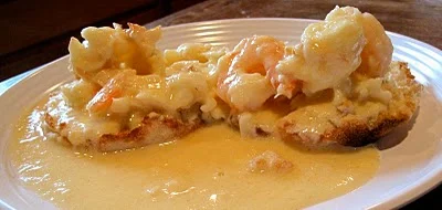 lobster newburg over an english muffin