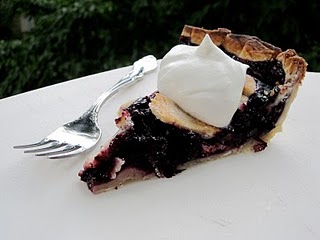 moonlit blueberry pie with almond creme chantilly