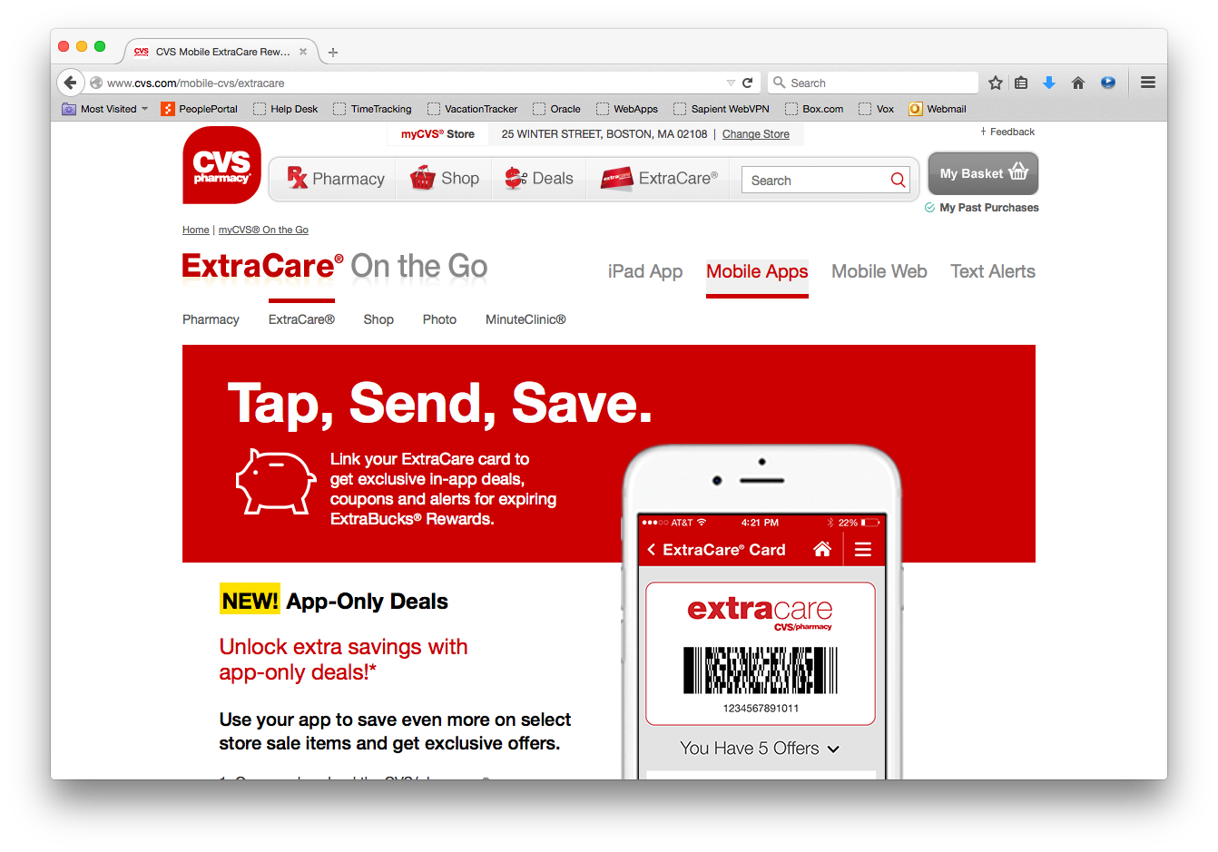 CVS Mobile App Website Annoucement
