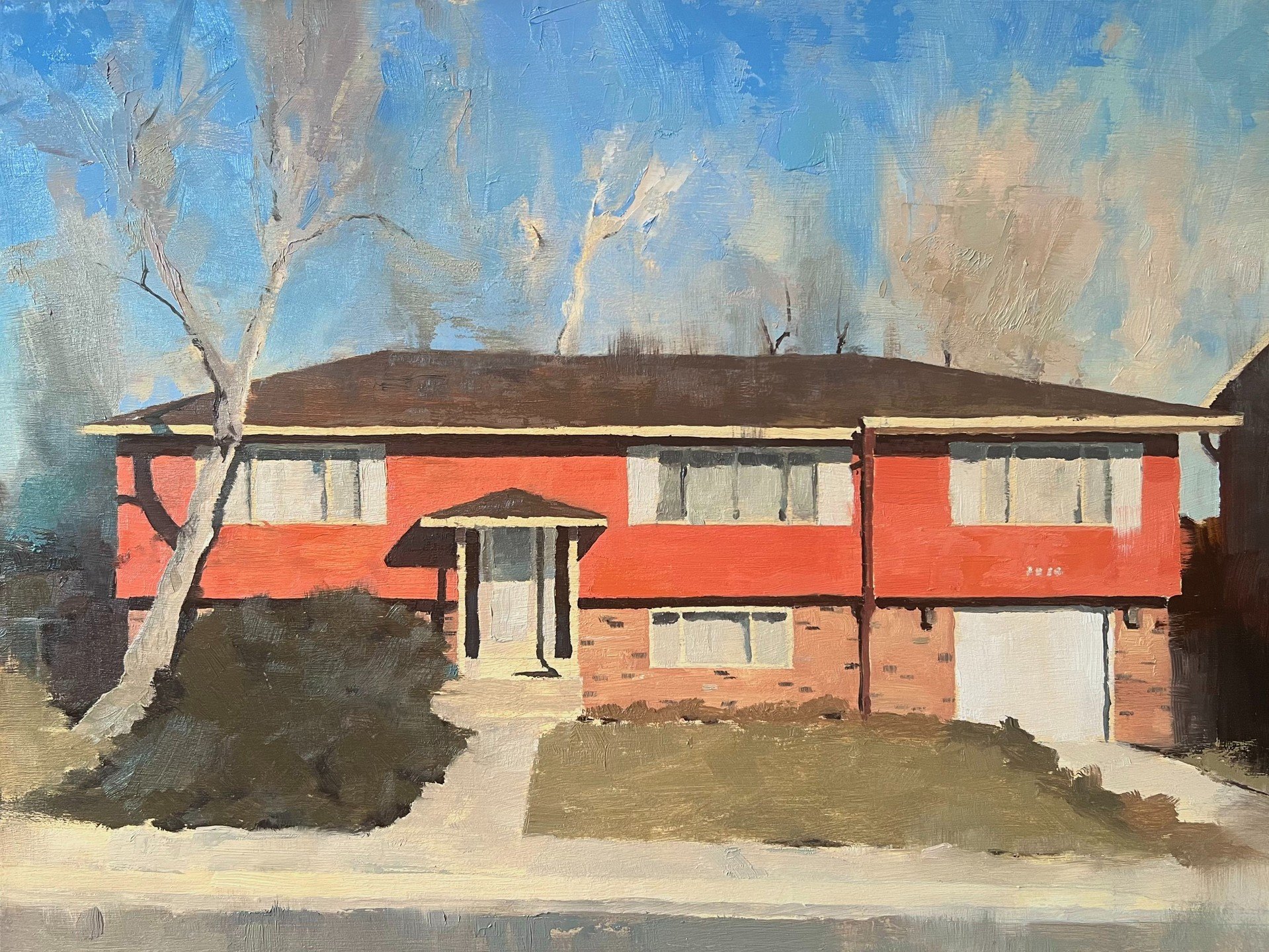 Another painting for the SOBO (South Boulder) series. Was it intentionally a style or just a solution to the times?

#oilpainting #SOBO #landscapepainting #architecturalillustration #midcenturymodern #boulder #bouldercolorado #boulderartist #tablemes