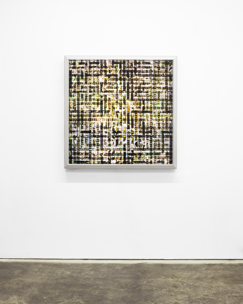 Untitled. 35mm Celluloid Film, Fluorescent Lights, Plexiglas, Custom Lightbox. 40 x40 x6. Richard Kerr. 2014.