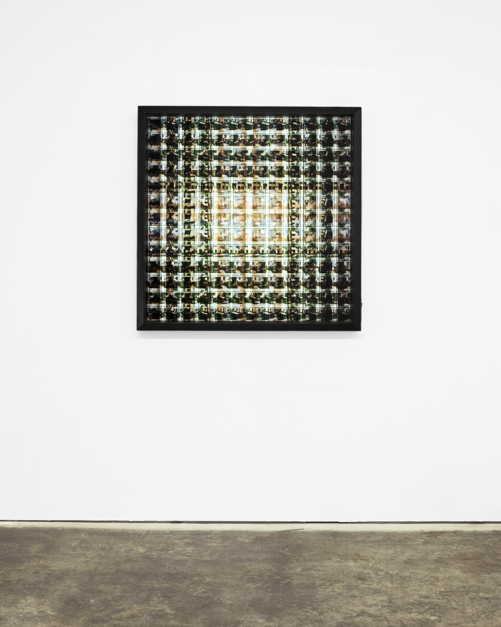 Flatiron District . 65 mm IMAX Celluloid Film, Fluorescent Lights, Plexiglas, Custom Lightbox. 40x40x6. Richard Kerr. 2014.