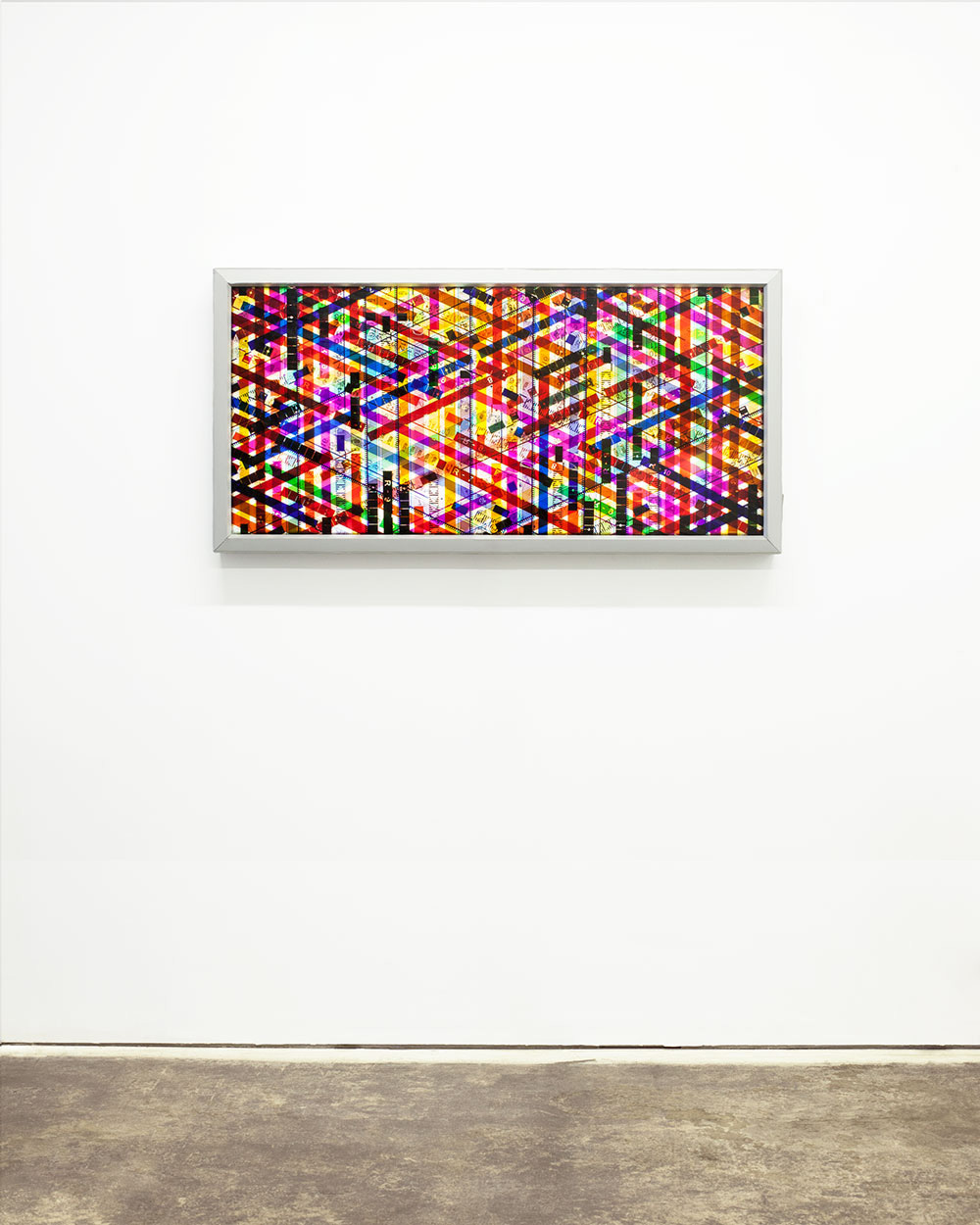 Reel-9 (Magenta) . 35mm Celluloid Film, Fluorescent Lights, Plexiglas, Custom Lightbox. 52x26x6. Richard Kerr. 2014.