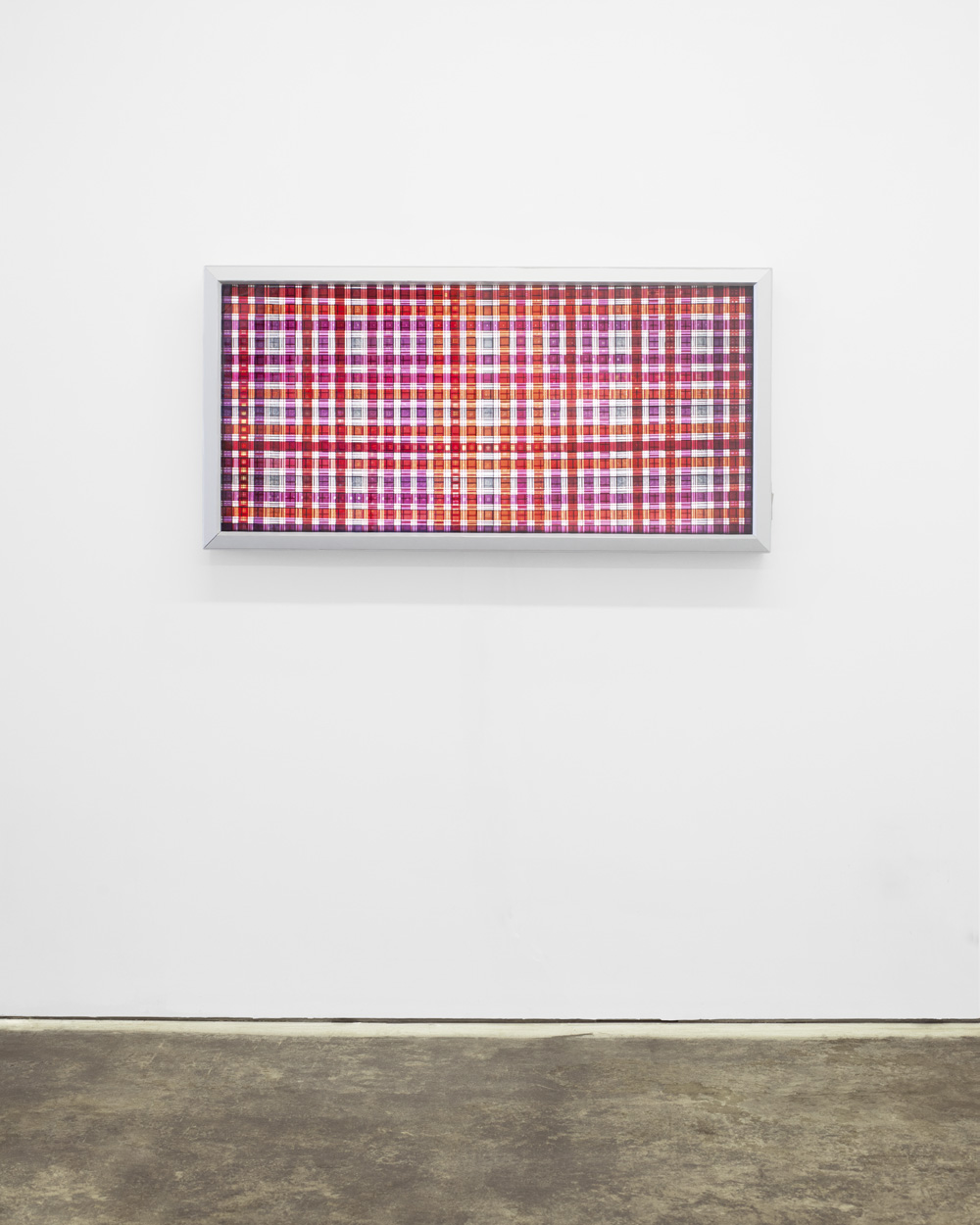 Mosaic (Red). 35mm Celluloid Film, Fluorescent Lights, Plexiglas, Custom Lightbox. 52x26x6. Richard Kerr. 2014.