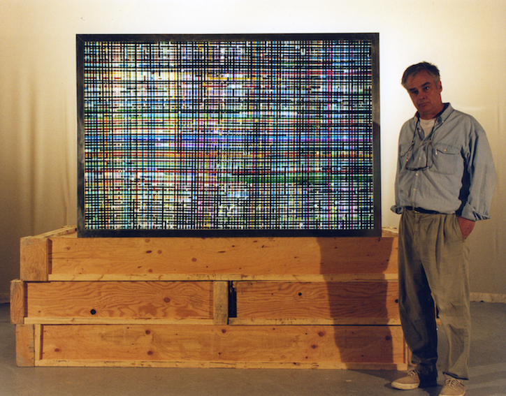 Academy Leaders. 16mm Celluloid Film, Fluorescent Lights, Glass, Custom Lightbox. 96x48 Richard Kerr. 1998. *Collected by University of Lethbridge Art Gallery. 