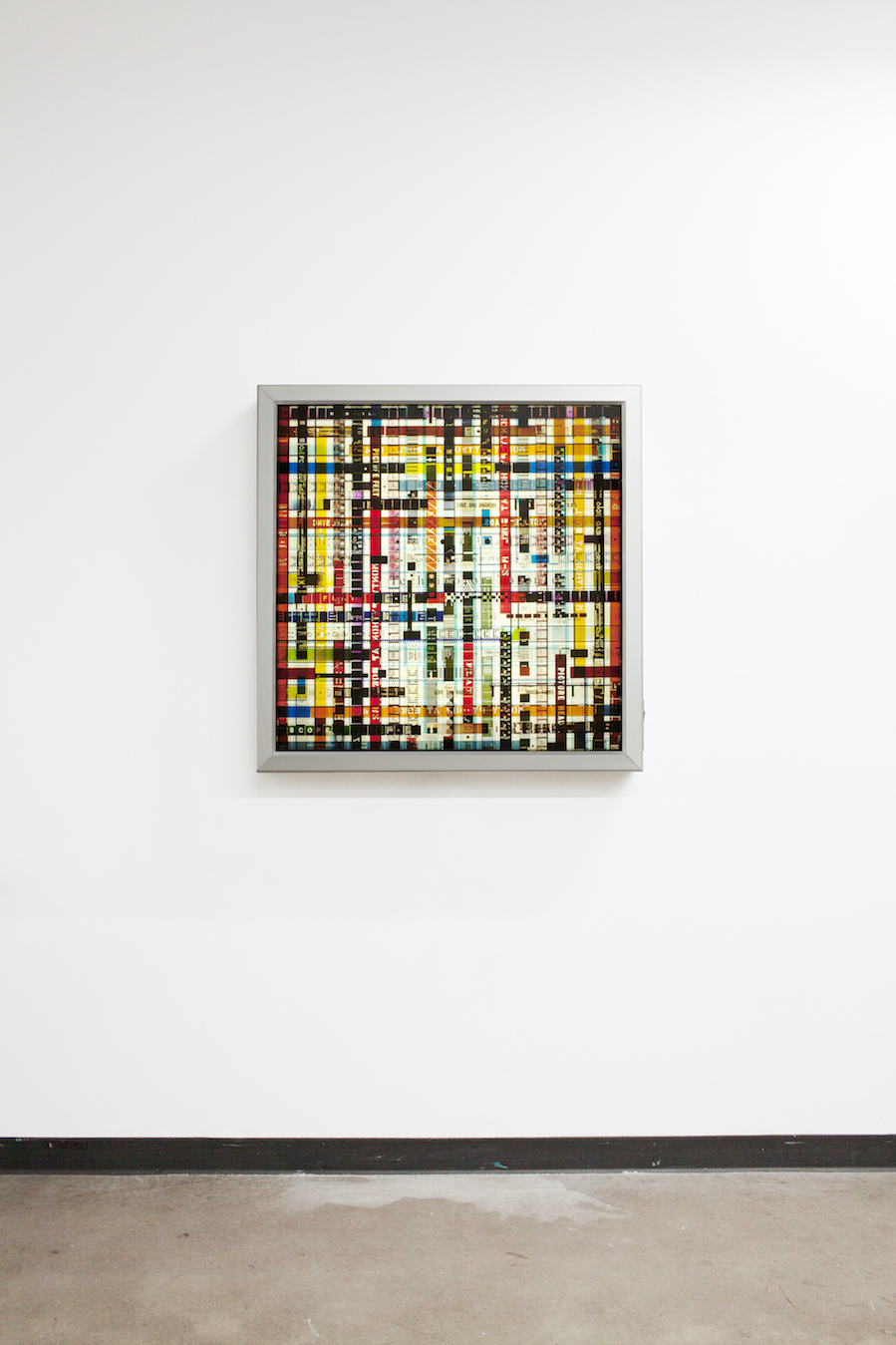 Love and Anarchy. 35mm Celluloid Film, Fluorescent Lights, Custom Lightbox. 30x30x6. Richard Kerr. 2016.