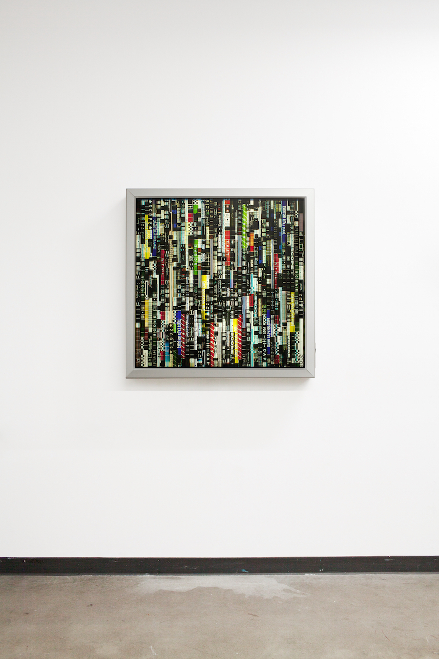 Ascending Leaders 1. 35mm Celluloid Film, Fluorescent Lights, Custom Lightbox. 30x30x6. Richard Kerr. 2016.