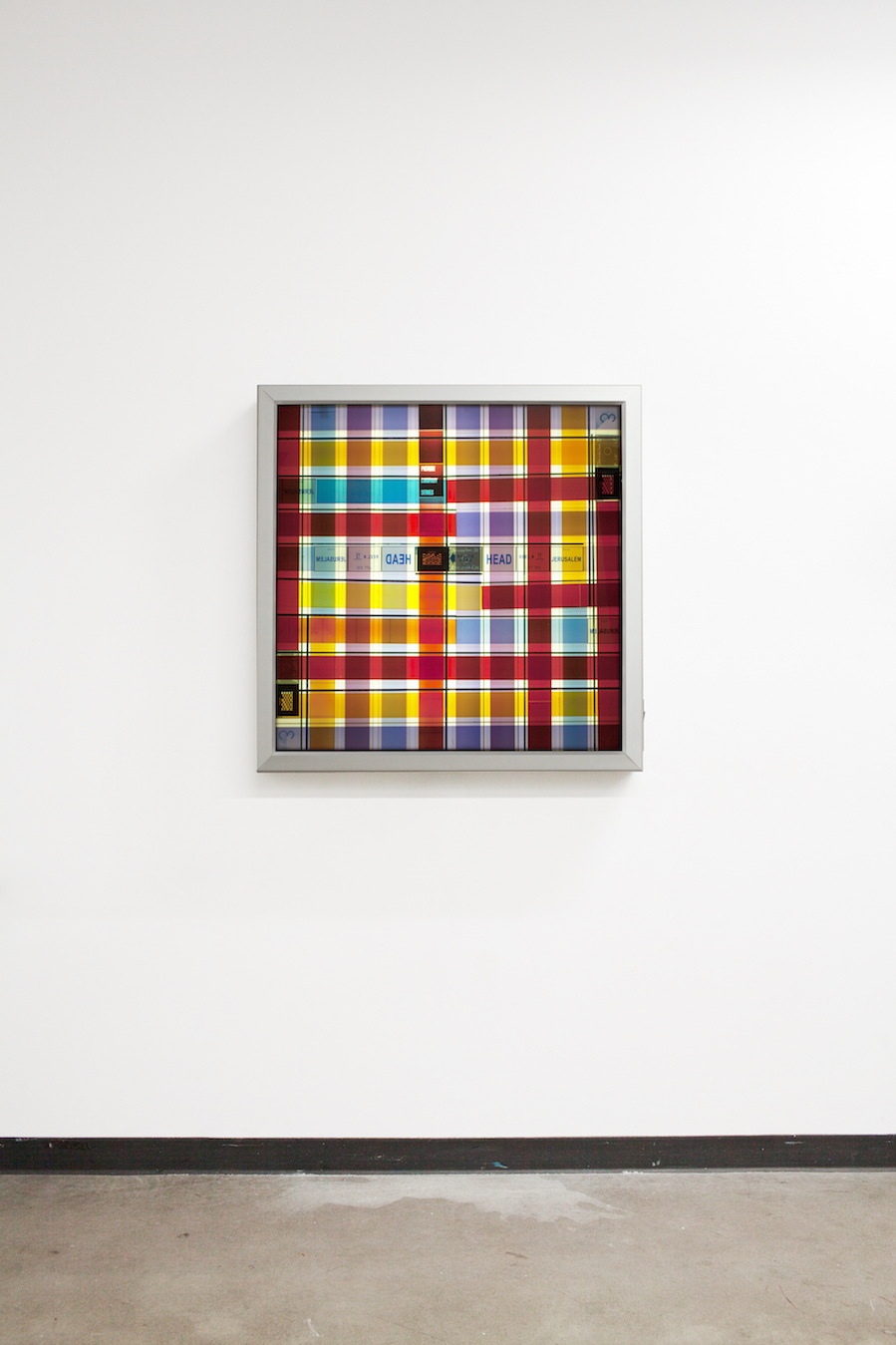 Jerusalem 3D. 65mm Celluloid Film, Fluorescent Lights, Custom Lightbox. 30x30x6. Richard Kerr. 2016.