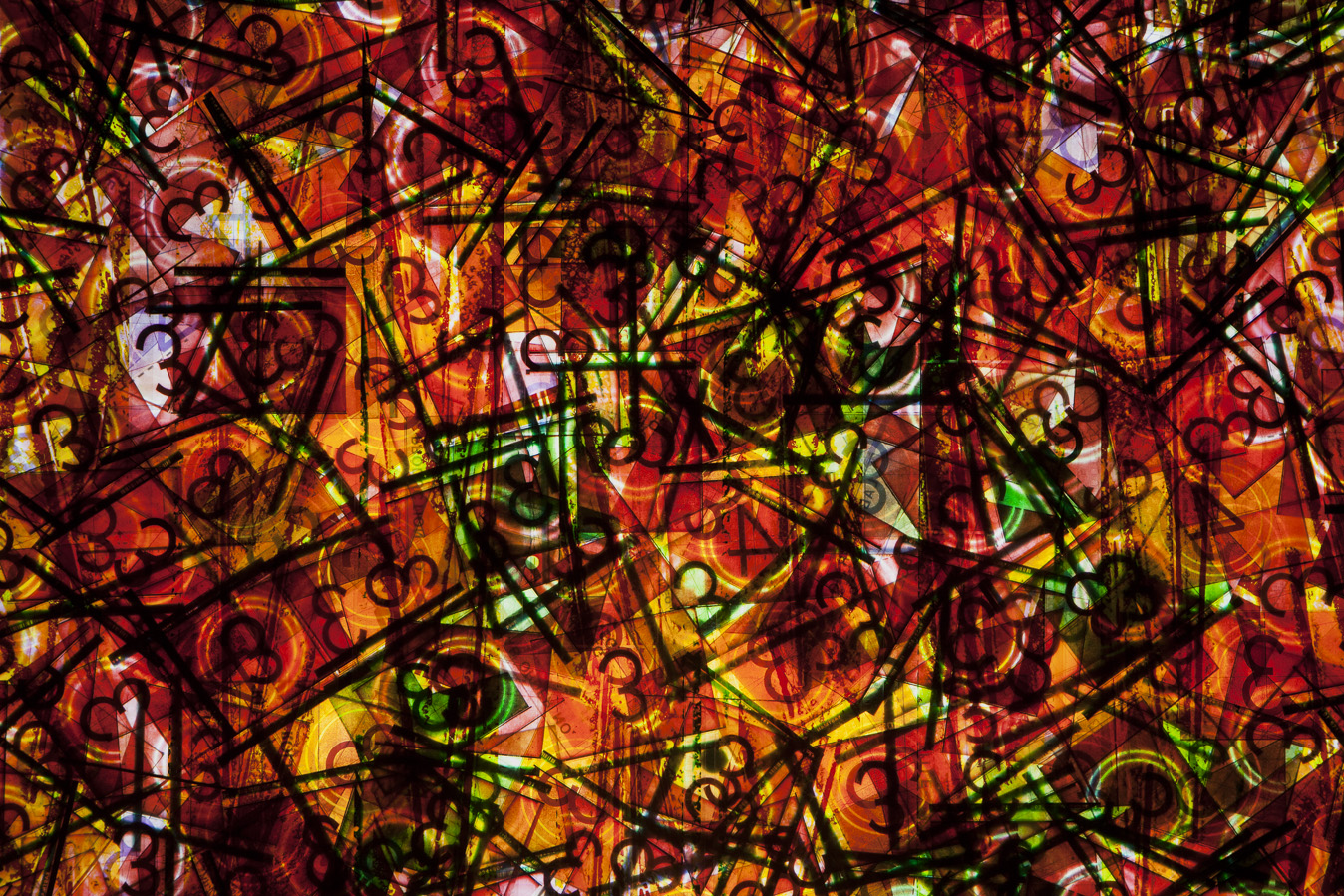 Find the 4. 65mm Celluloid Film, Fluorescent Lights, Custom Lightbox. 30x30x6. Richard Kerr. 2016. (Detail).