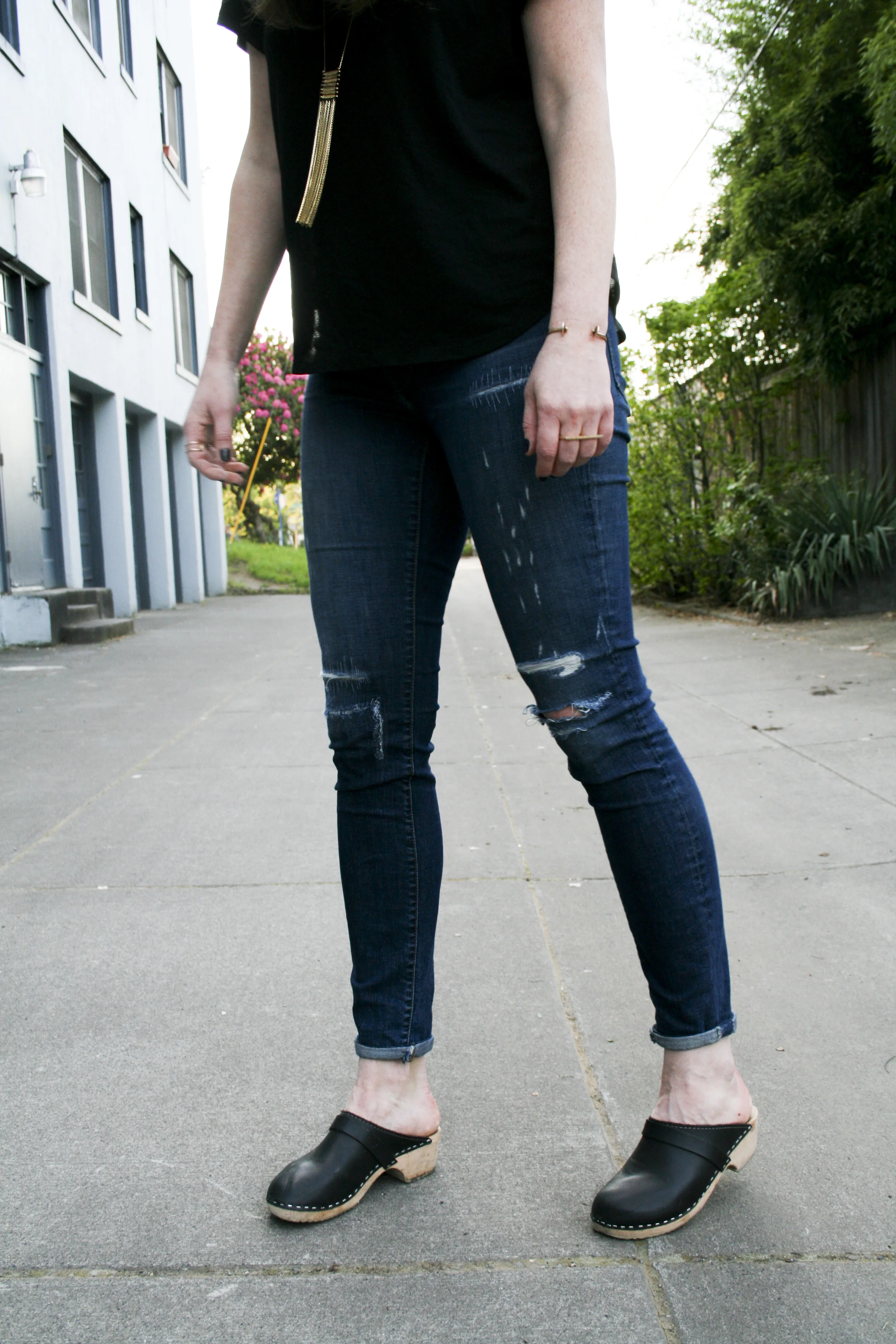 Denim: Imogene & Willie (old style), Shirt: Steven Alan (last season, Necklace: Noonday
