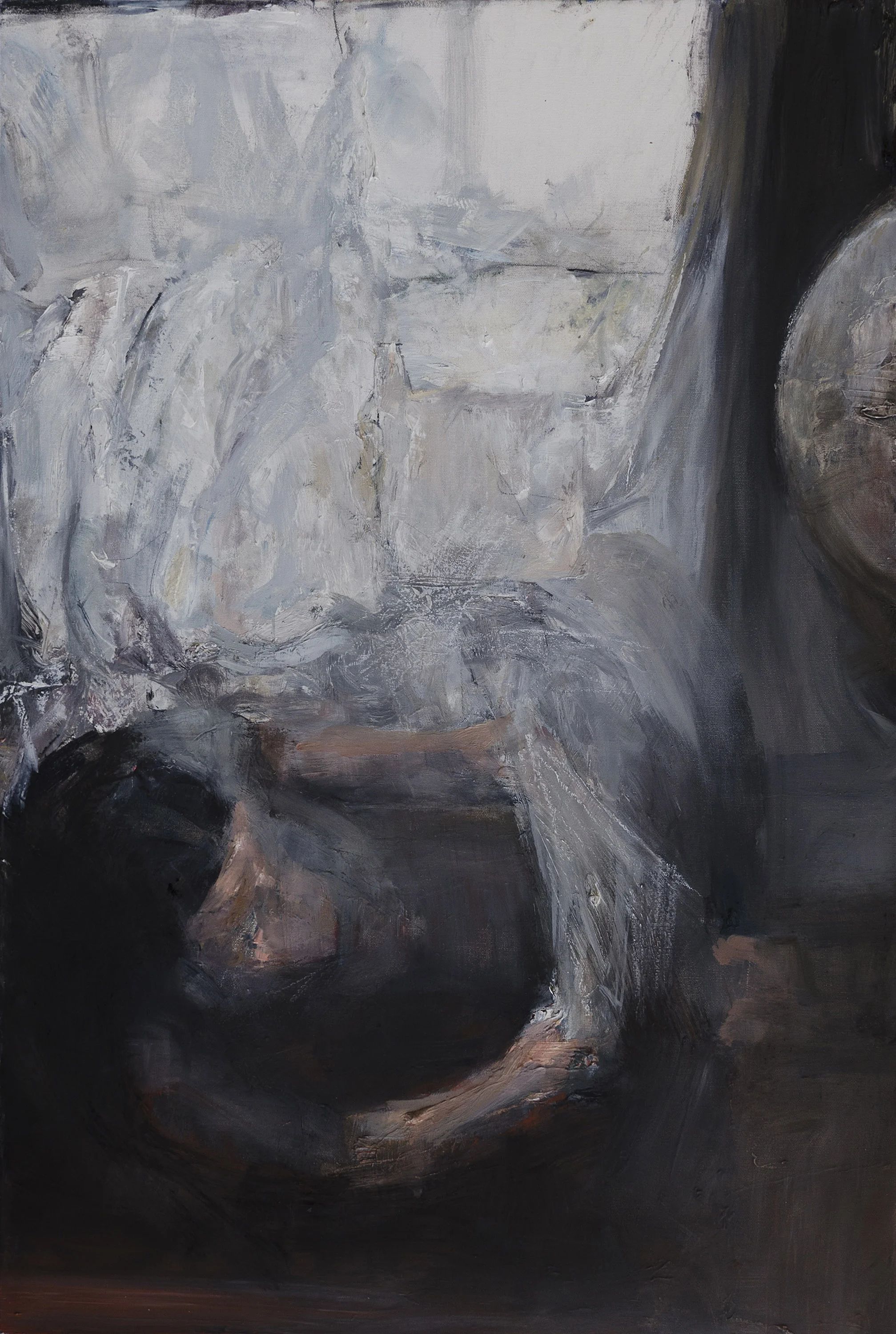 Detail of Folding (2013, oil on canvas, 91 × 61 cm) by Tibor Simon-Mazula, featured in Magyar Múzeumok