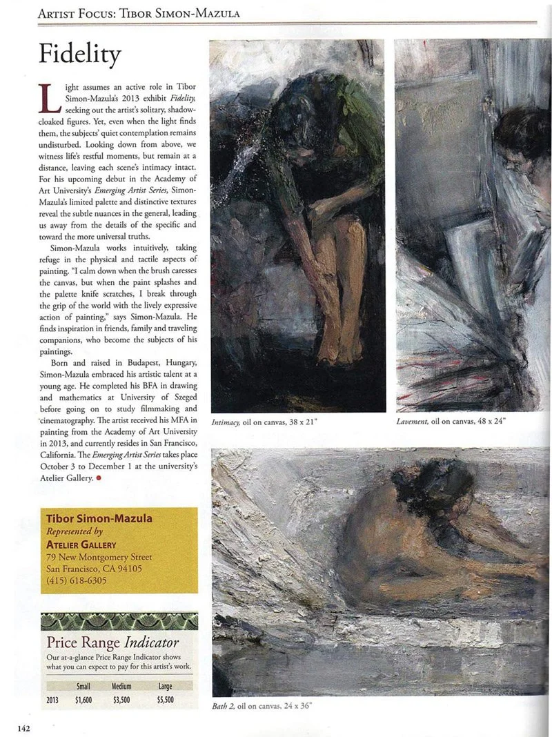 “Artist Focus: Tibor Simon-Mazula,”American Art Collector, October 2013, p. 142, USA.
