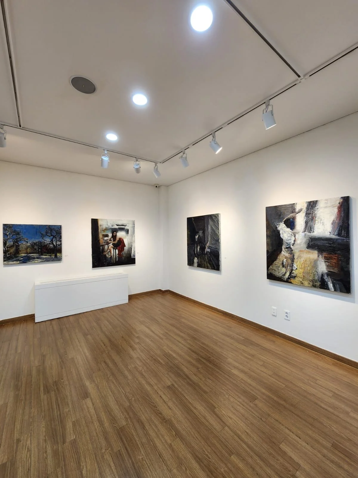 Installation view of recent paintings by Tibor Simon-Mazula