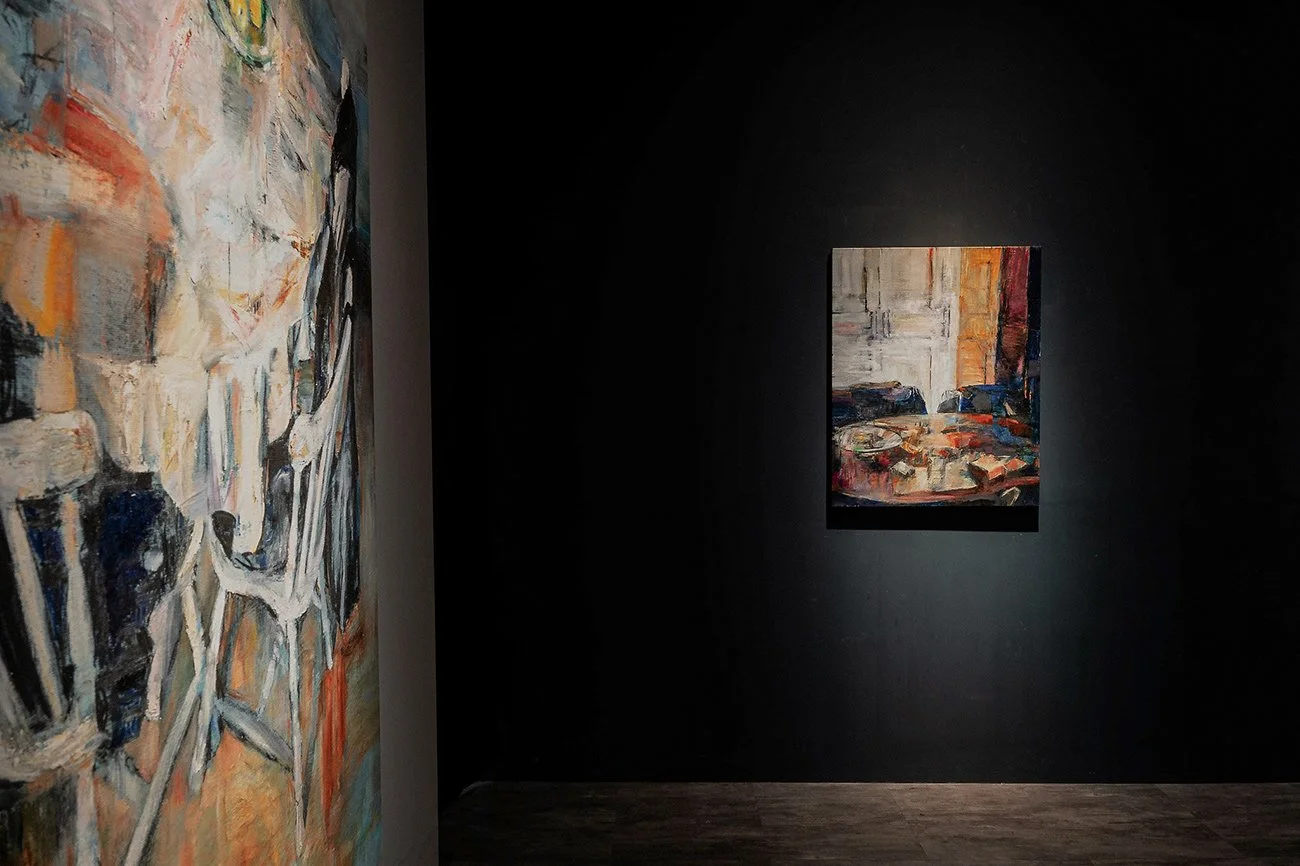 Side view installation showing spatial transition between works.