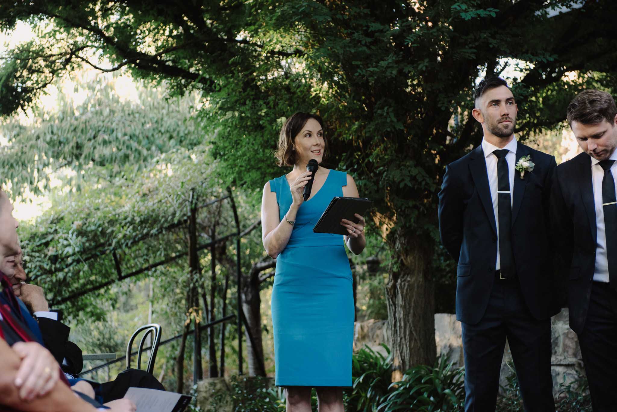 Koren Harvey Melbourne marriage celebrant blue dress