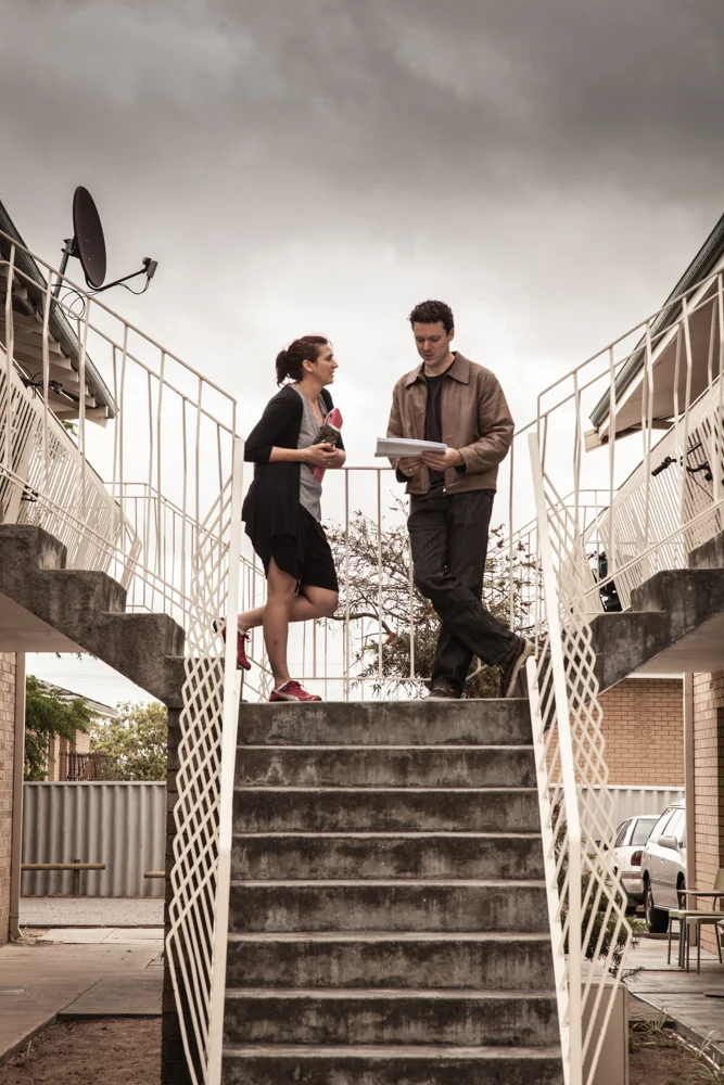 Producer Kate Separovich and Director Alex von Hofmann on the set of Graduation Afternoon