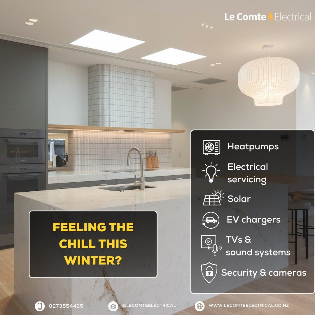 🔥 Stay Warm This Winter with Le Comte Electrical! 🔥

As we head into the chilly winter months, now is the perfect time to ensure your home is warm and cosy.

❄️ Heat Pump Installations &amp; Servicing: Get a new heat pump installed or have your cur