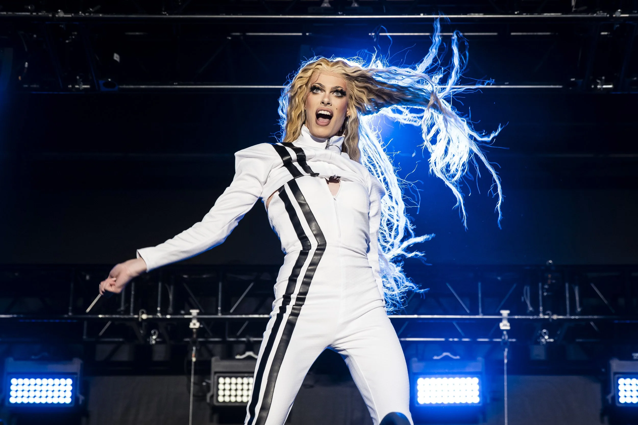  Drag queen Gigi Goode performs during Drive 'N Drag presented by Voss Events at Soldier Field in Chicago, Friday night, Aug. 7, 2020.   The drive-in theater-like event at Soldier Field’s South parking lot showcased queens from various seasons of “Ru