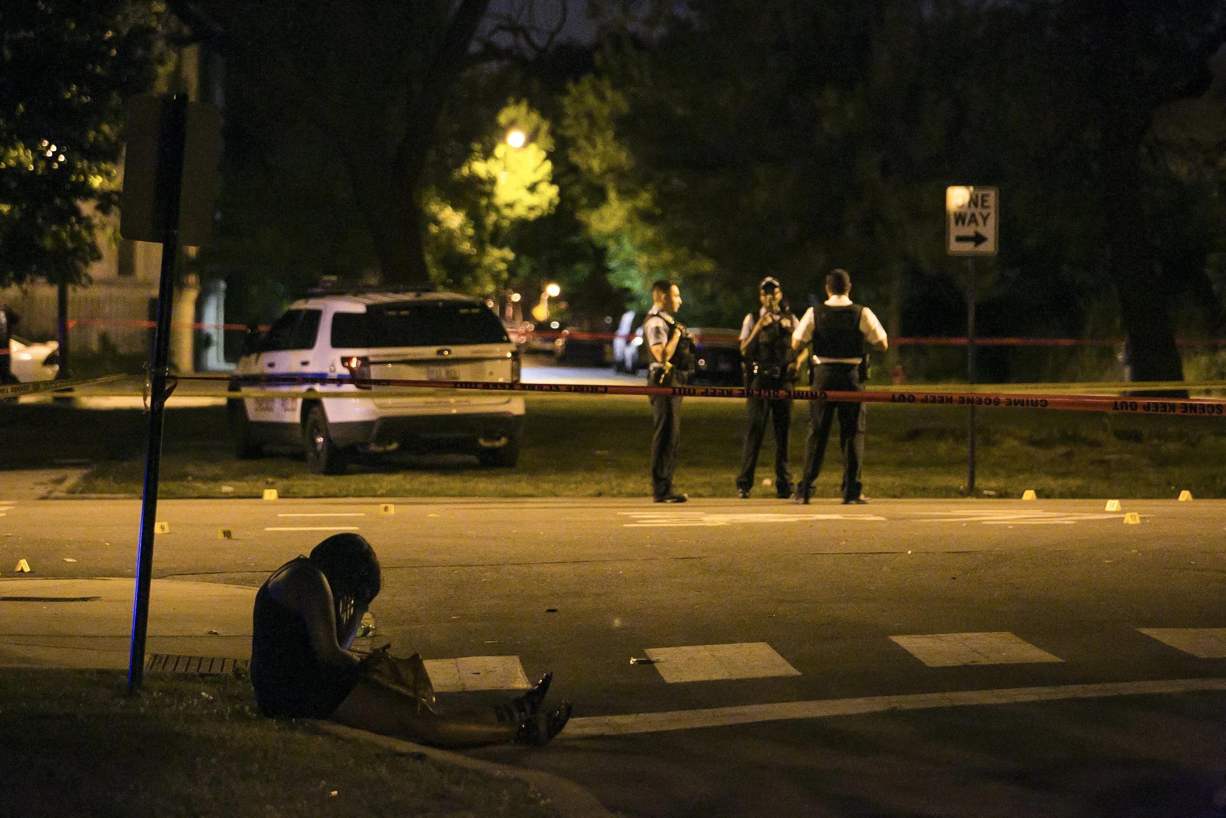  Nine people were wounded in a mass shooting about 3:15 a.m. in the 3300 block of West Douglas Boulevard in the Lawndale neighborhood on the Southwest Side,&nbsp;Sunday, June 11, 2017.  With temperatures pushing into the 90s, a group of up to 50 peop