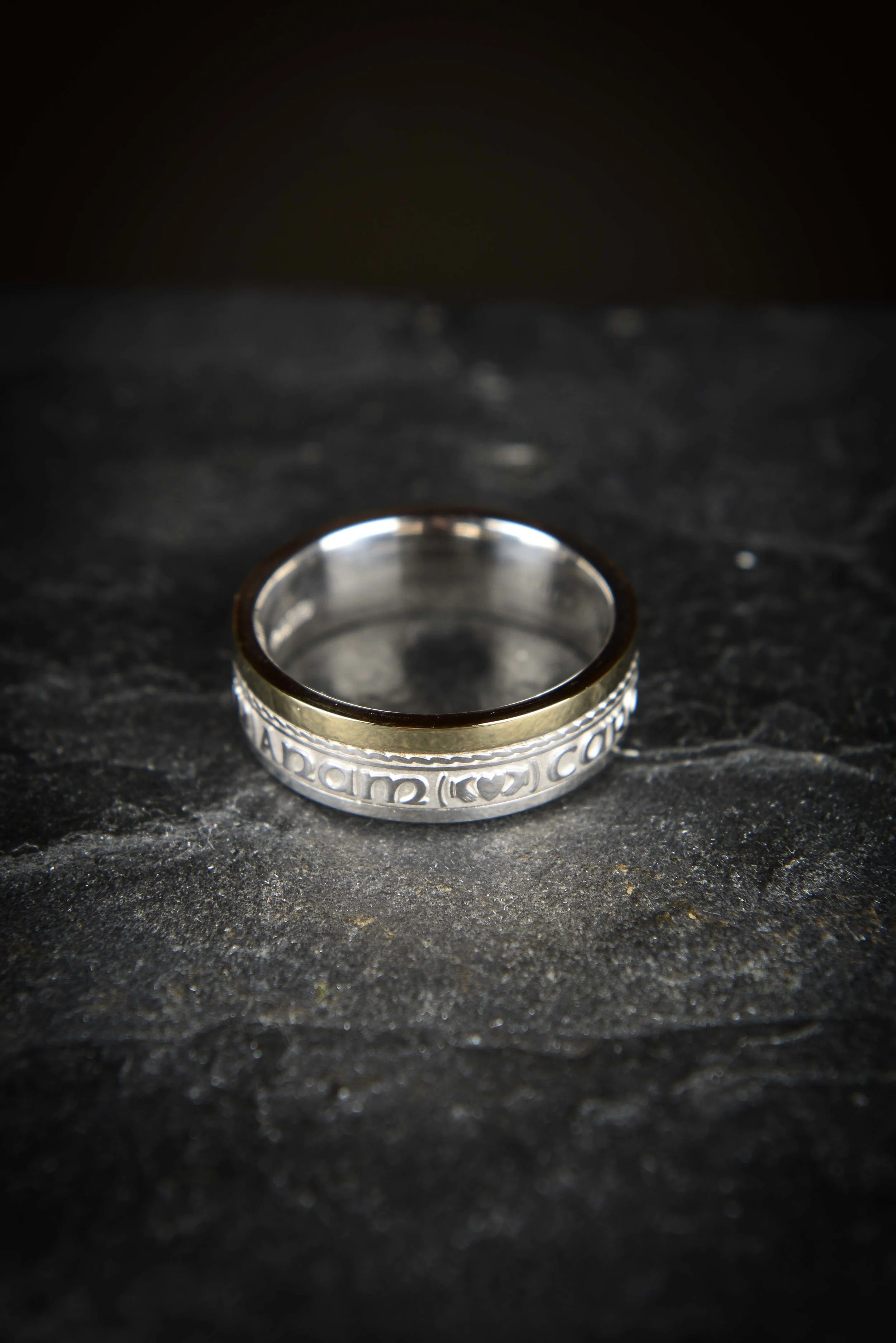 Mo Anam Cara Band - 'My Soul Mate' unisex ring. Sterling silver and 10ct gold price €325 sizes 6,7,8,9,10,11,12 W.8mm ( 2 week order time.jpg