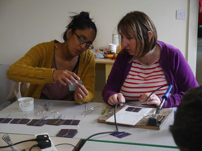 The Barton Moss team made these solar panels and donated them to local allotments