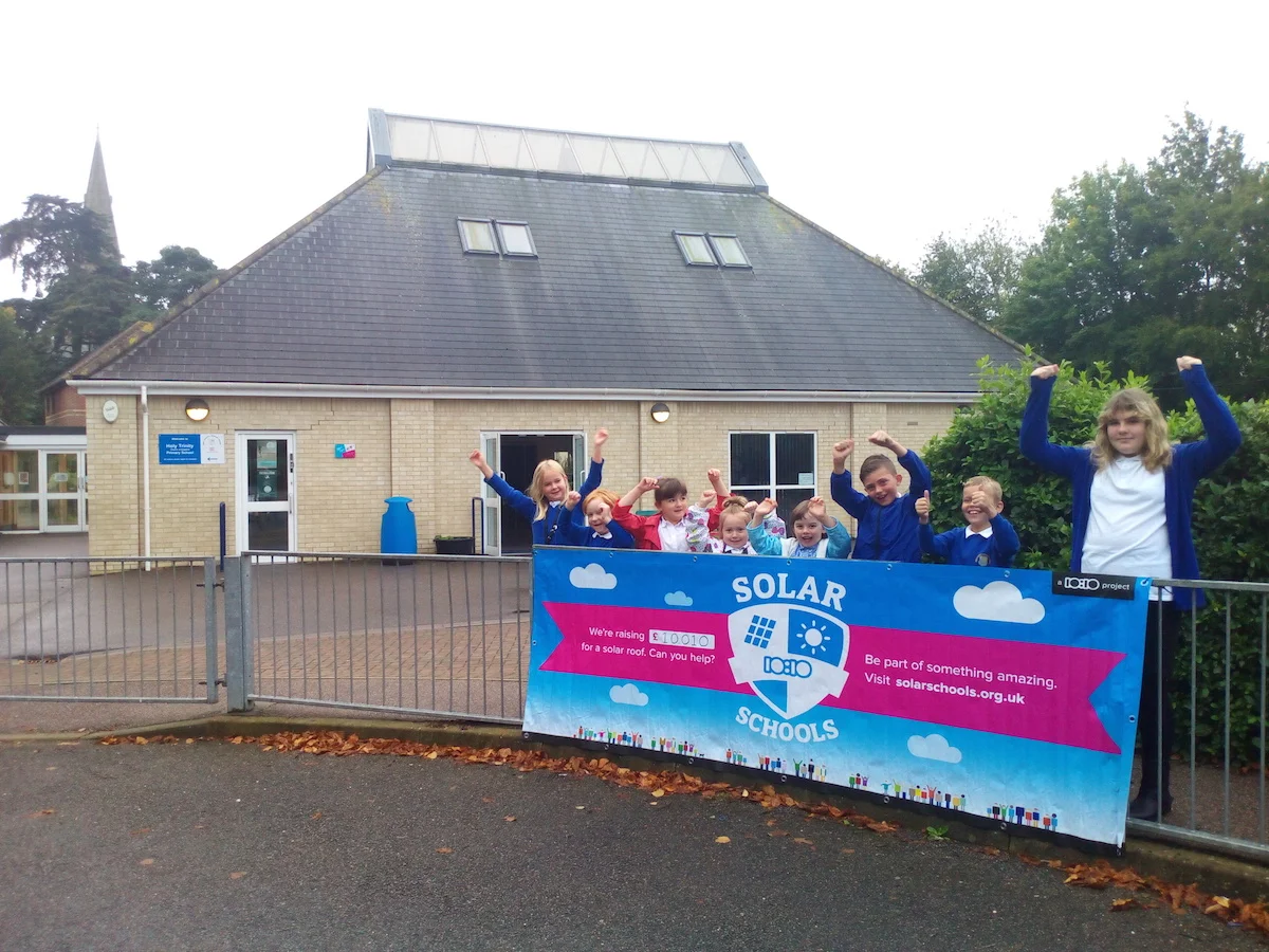 Holy Trinity pupils celebrating the launch of the solar project back in September