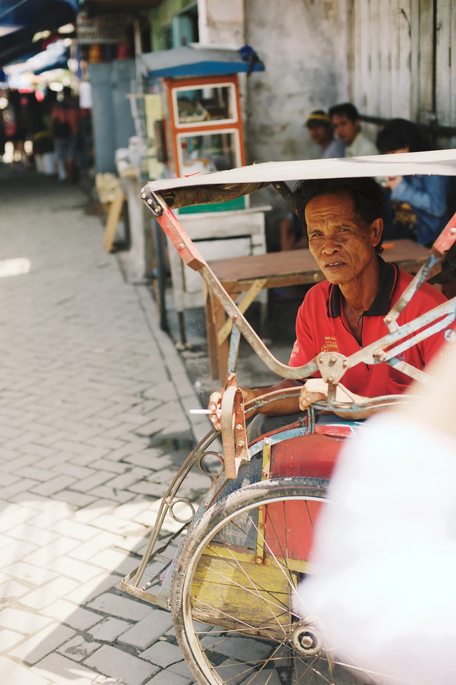 Indonesian market seller jakarta covered cart travel