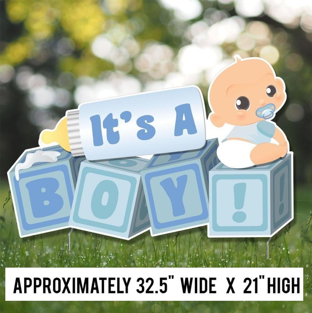 Unique, outdoor personalized birth announcement yard signs.