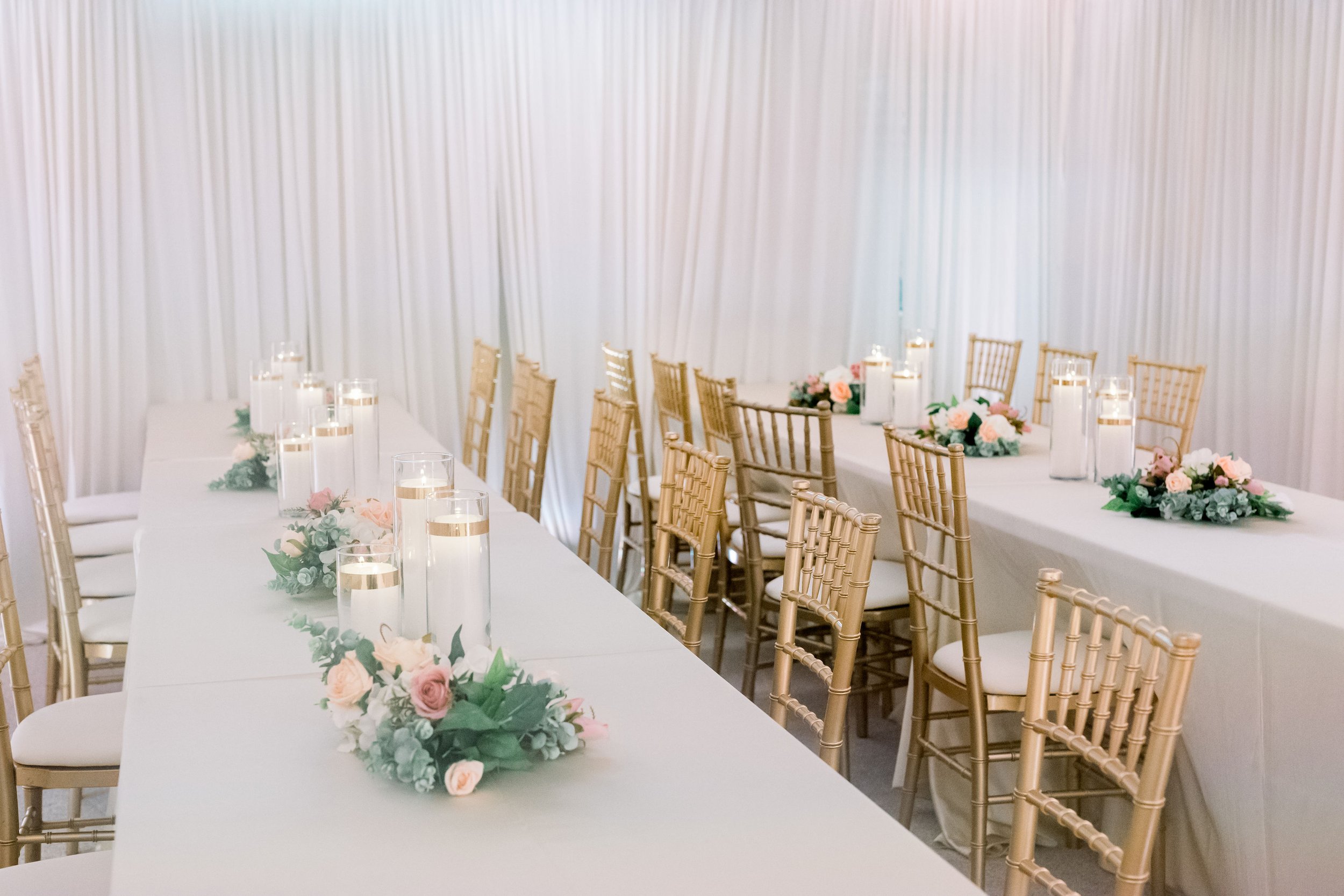 Basement wall draping wedding in the living room garage wall draping intimate wedding at home micro wedding event in chicago chiavari chairs table ren (3).jpg
