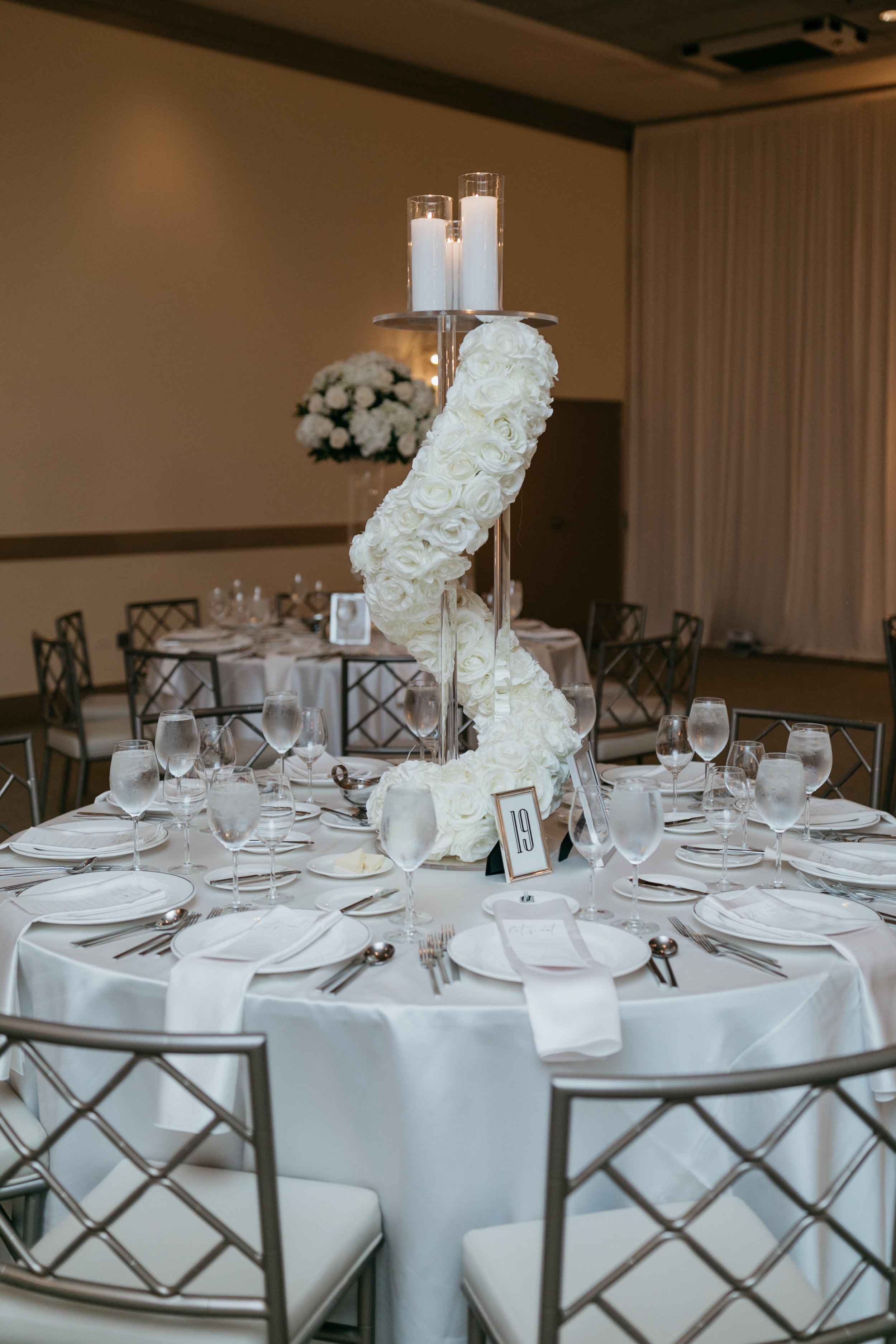 belvedere wedding decoration white dance floor cover chicago satin chair best luxury wedding decorator white floral wall printed initials on the dance floor naperville (6).jpg