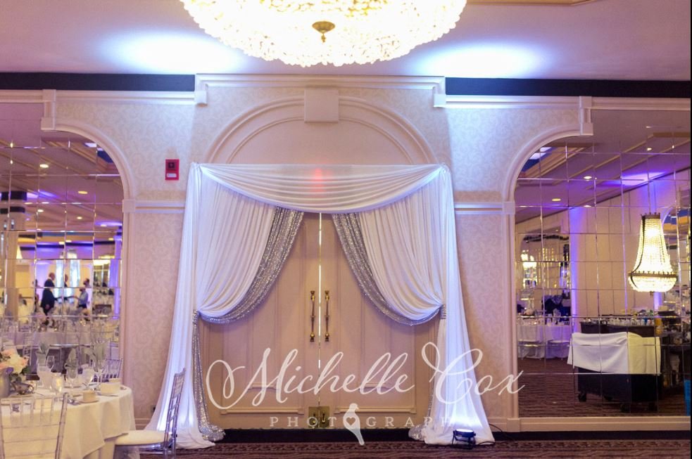 wedding decoration in carlisle banquets entrance draping balloon drop artificial floral centerpieces for rent in naperville (15).JPG