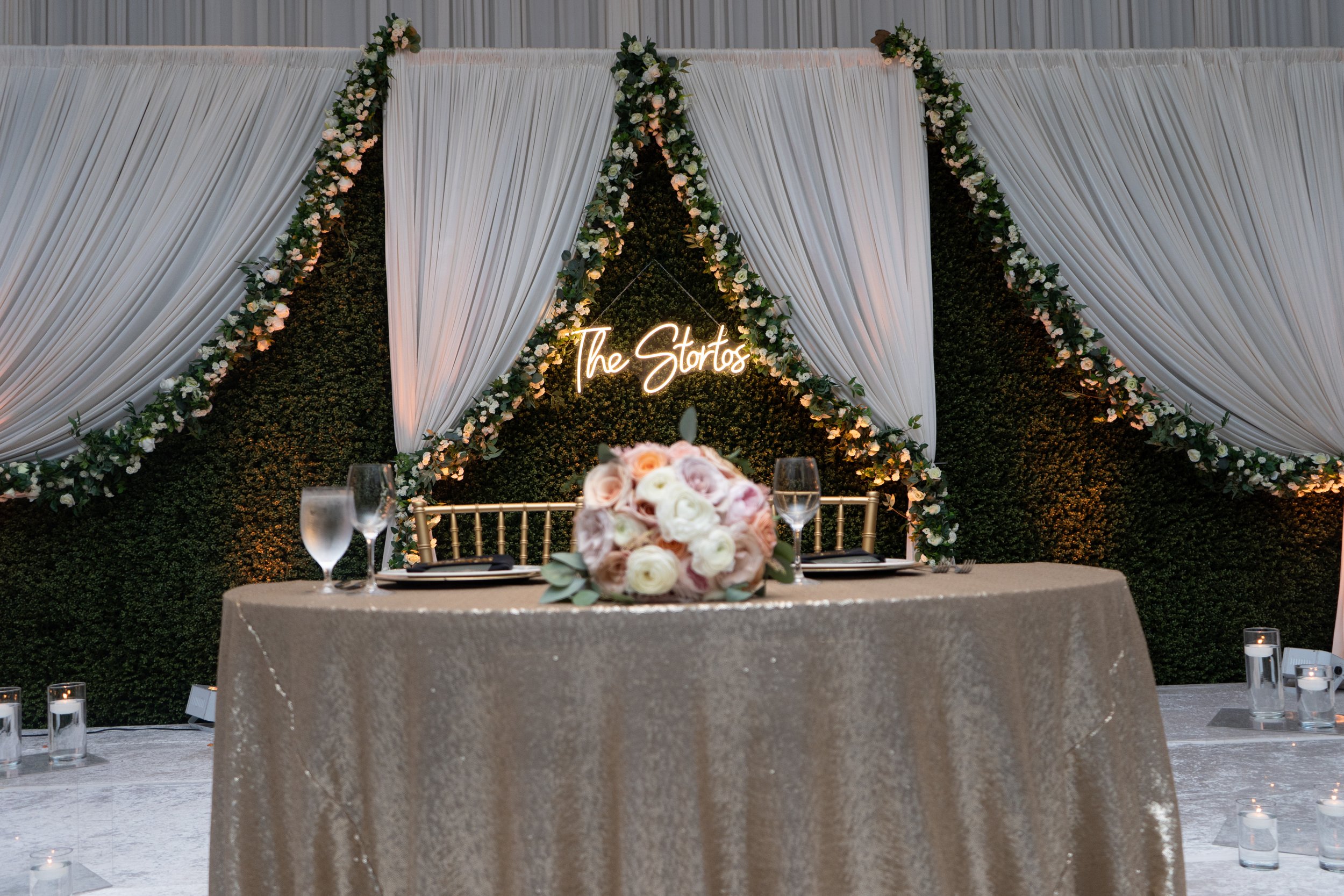 chicago luxury wedding planner fusion wedding decoration in chicago greenery wall rental in naperville white dance floor vinyl (6).jpg