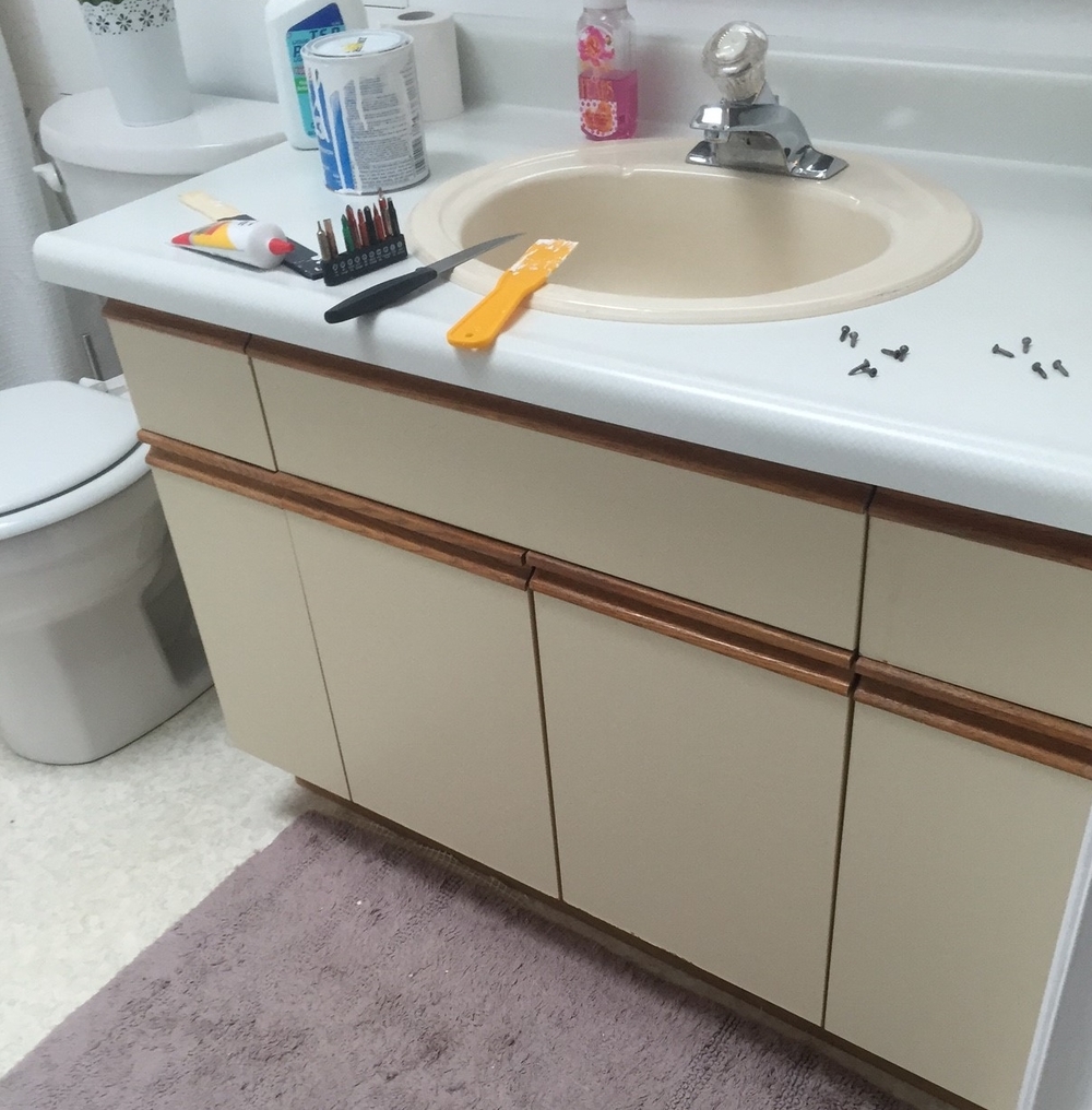 To Paint Laminate Cabinets, Formica Bathroom Vanity