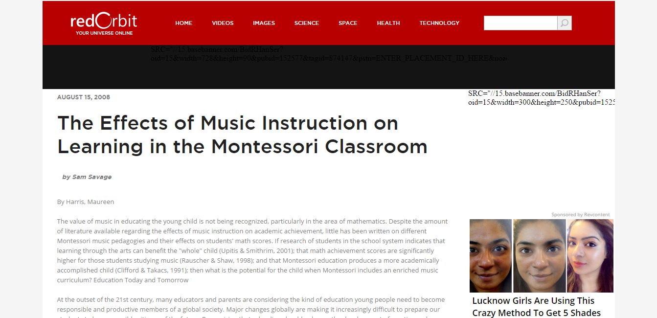 The effects of music on learning in the Montessori classroom