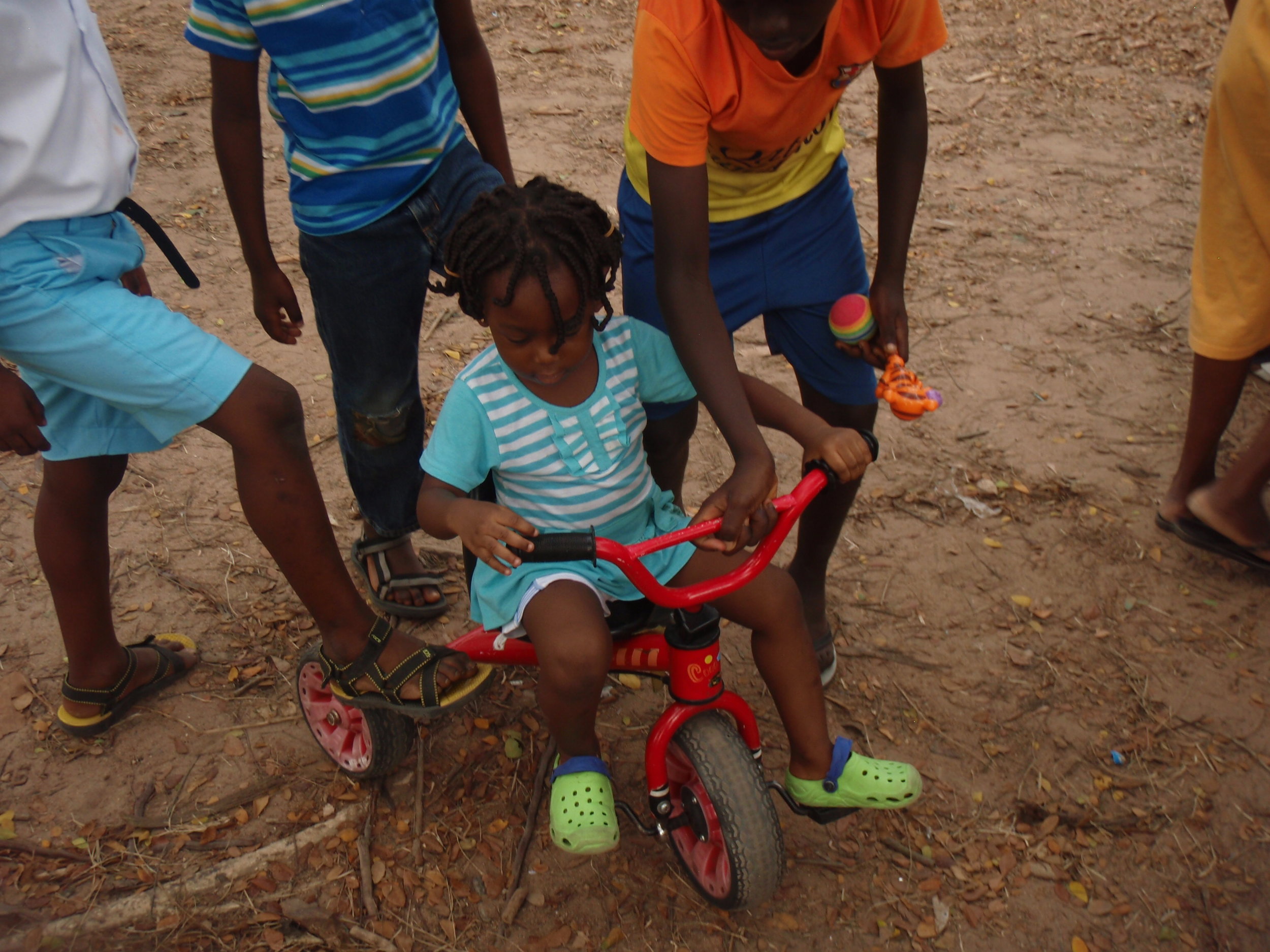  Going for a ride on her new bike. 