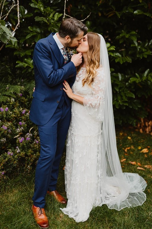  Nick and Gemma share a kiss in the gardens of Whirlow Hall Farm.  