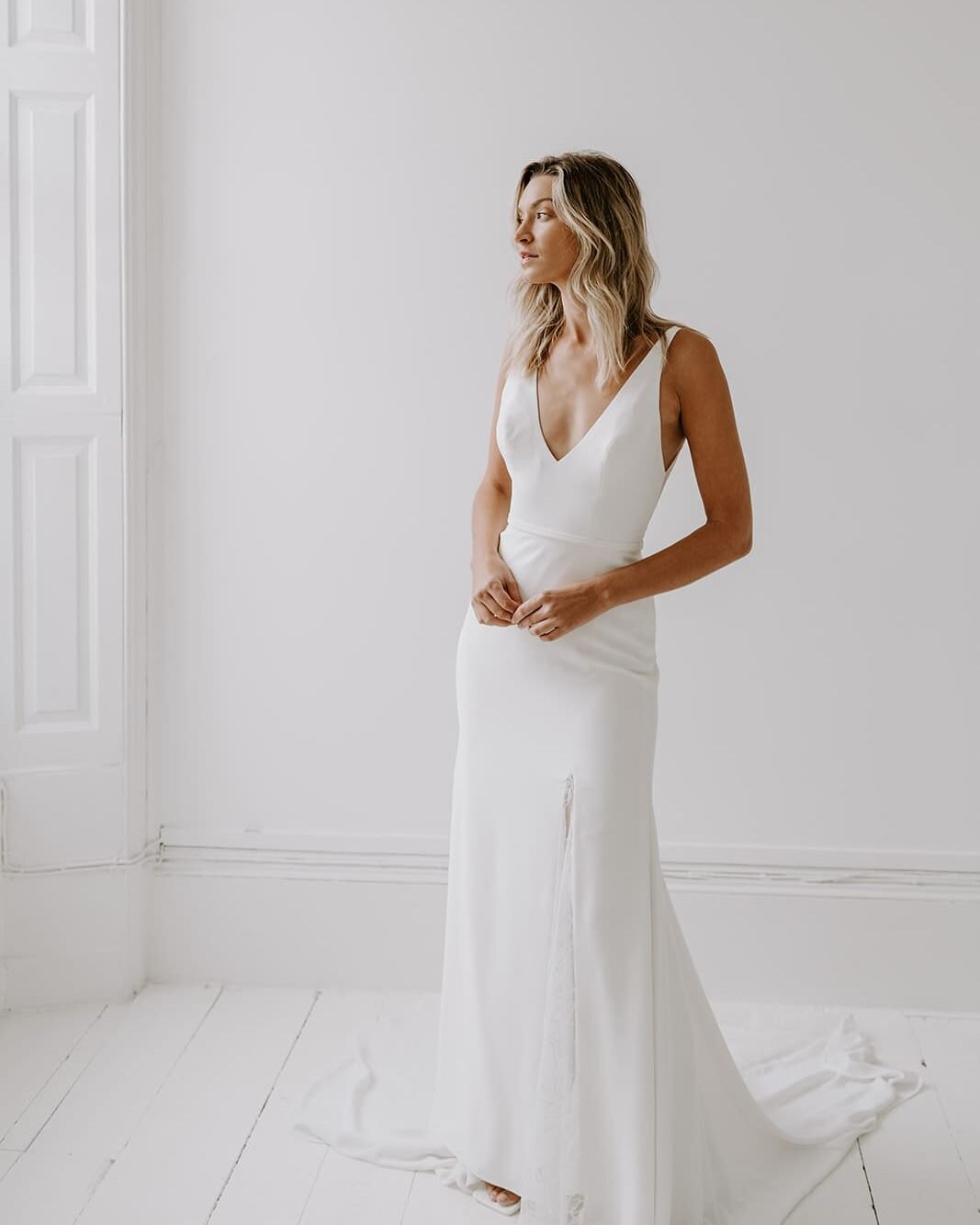 Clean line and elegant with hints of subtle shine in the lace panels and sheer back. Lucia is signature @love_story_bride - chic and refined with that little something extra.

Come and try her on along with many more from the LSB collections. 

#love